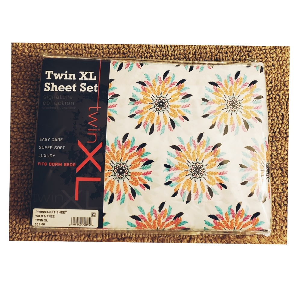 Sheet Set Twin Xl White Multicolor Print⚡️⚡️⚡️